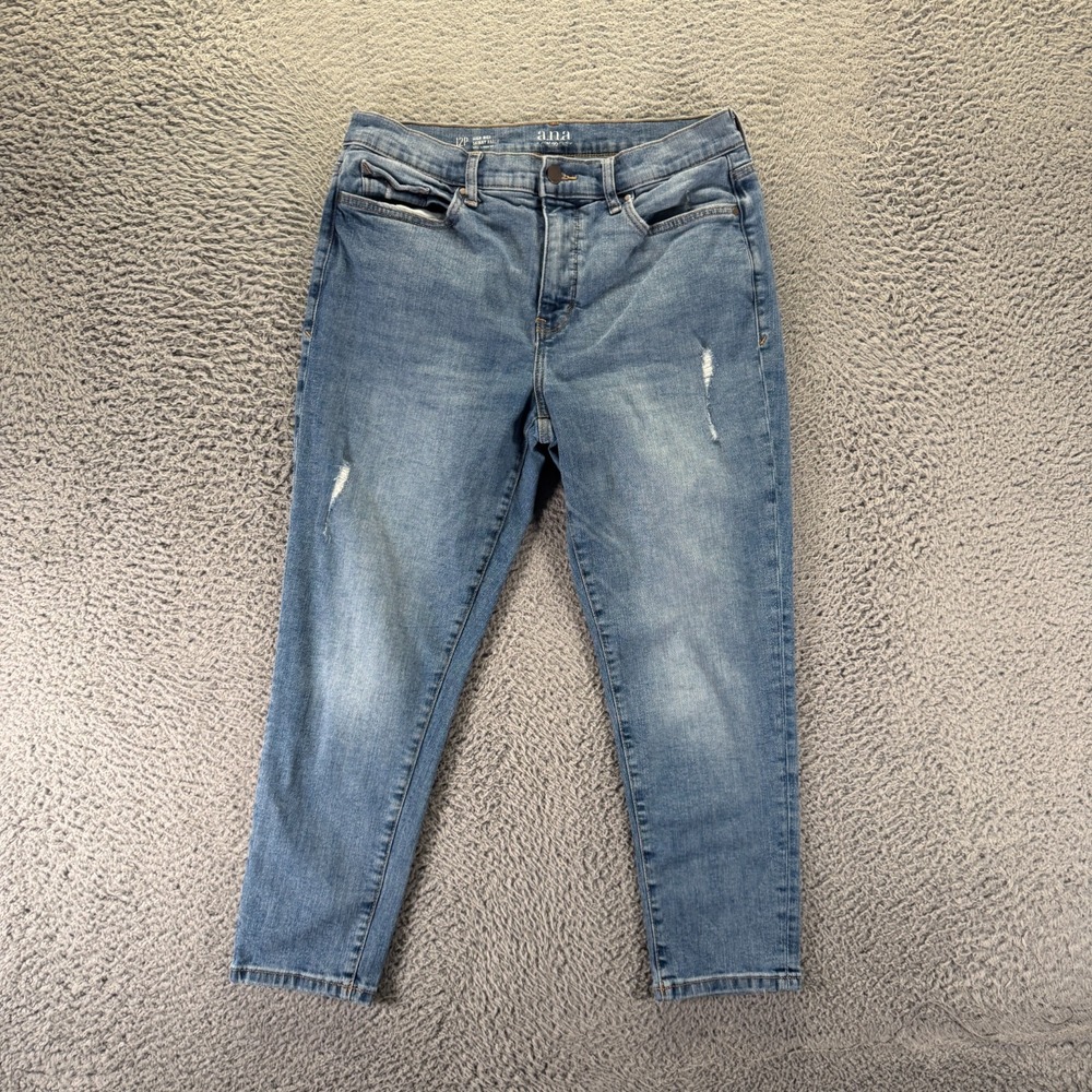 A.N.A Jeans Womens 12P Blue Cotton Denim Skinny Ankle Streetwear Faded Stretch